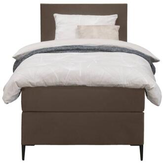 Boxspring Liv Egaal - 90x200 Cm - Slanke Poot - Stof/Velvet - Bruin