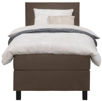 Boxspring Liv Egaal - 90x200 Cm - Vierkante Poot - Stof/Velvet - Bruin