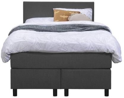 Boxspring Liv Egaal - Antraciet - 120x200 Cm - Ronde Poot - Stof - Grijs