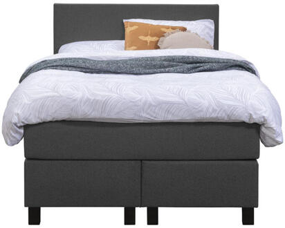 Boxspring Liv Egaal - Antraciet - 120x200 Cm - Vierkante Poot - Stof - Grijs