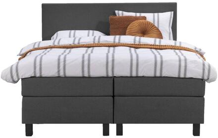 Boxspring Liv Egaal - Antraciet - 160x200 Cm - Vierkante Poot - Stof - Grijs