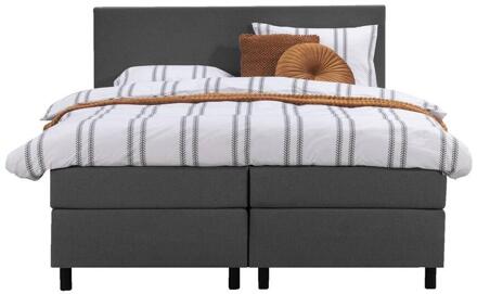 Boxspring Liv Egaal - Antraciet - 180x200 Cm - Ronde Poot - Stof - Grijs