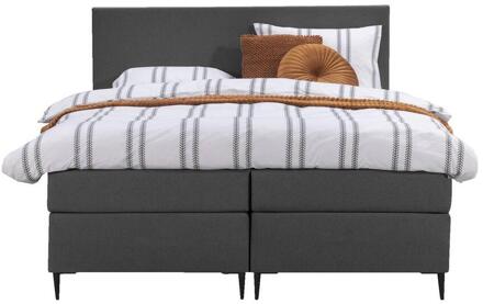 Boxspring Liv Egaal - Antraciet - 180x200 Cm - Slanke Poot - Stof - Grijs