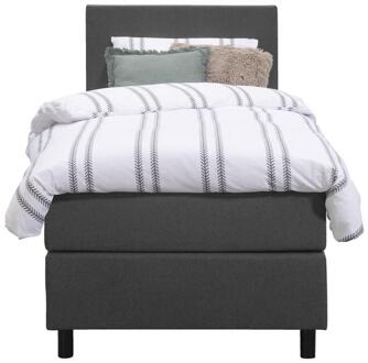 Boxspring Liv Egaal - Antraciet - 90x200 Cm - Ronde Poot - Stof - Grijs