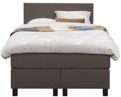 Boxspring Liv Egaal - Donker - 120x200 Cm - Vierkante Poot - Stof - Bruin
