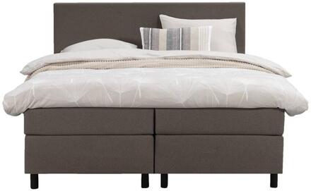 Boxspring Liv Egaal - Donker - 160x200 Cm - Ronde Poot - Stof - Bruin