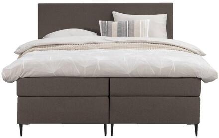 Boxspring Liv Egaal - Donker - 160x200 Cm - Slanke Poot - Stof - Bruin