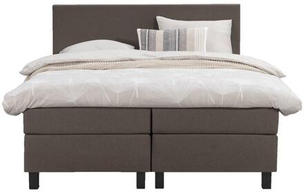 Boxspring Liv Egaal - Donker - 160x200 Cm - Vierkante Poot - Stof - Bruin