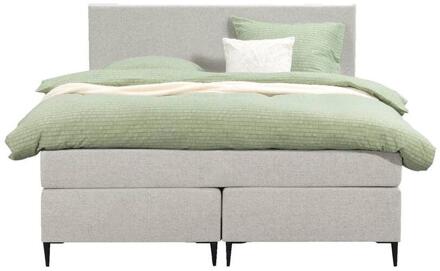 Boxspring Liv Egaal - Ecru - 140x200 Cm - Slanke Poot - Stof - Crème