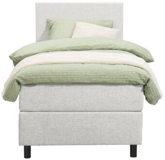 Boxspring Liv Egaal - Ecru - 90x200 Cm - Ronde Poot - Stof - Crème