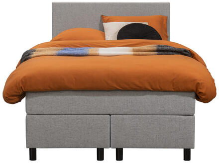 Boxspring Liv Egaal - Licht - 120x200 Cm - Ronde Poot - Stof - Grijs