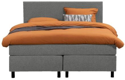 Boxspring Liv Egaal - Licht - 140x200 Cm - Ronde Poot - Stof - Grijs
