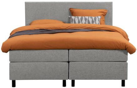 Boxspring Liv Egaal - Licht - 160x200 Cm - Ronde Poot - Stof - Grijs