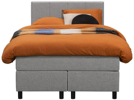 Boxspring Liv Geblokt - Licht - 120x200 Cm - Ronde Poot - Stof - Grijs
