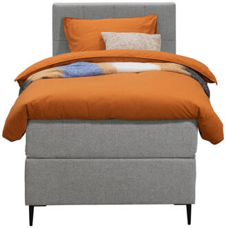 Boxspring Liv Geblokt - Licht - 90x200 Cm - Slanke Poot - Stof - Grijs