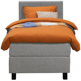 Boxspring Liv Geblokt - Licht - 90x200 Cm - Vierkante Poot - Stof - Grijs