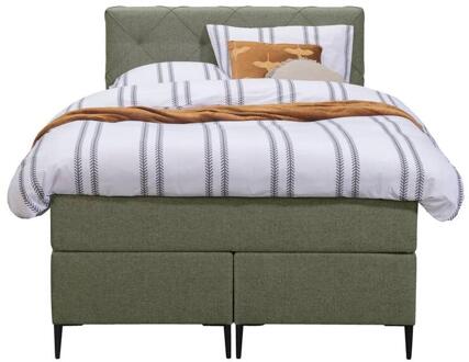 Boxspring Liv Geruit - 120x200 Cm - Slanke Poot - Stof - Groen