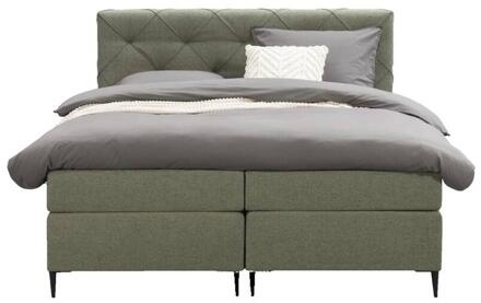 Boxspring Liv Geruit - 180x200 Cm - Slanke Poot - Stof - Groen