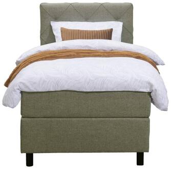 Boxspring Liv Geruit - 90x200 Cm - Ronde Poot - Stof - Groen