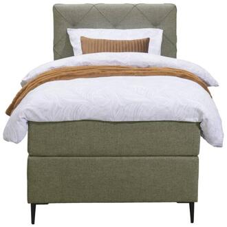 Boxspring Liv Geruit - 90x200 Cm - Slanke Poot - Stof - Groen