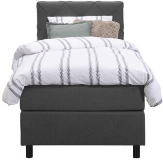 Boxspring Liv Geruit - Antraciet - 90x200 Cm - Ronde Poot - Stof - Grijs