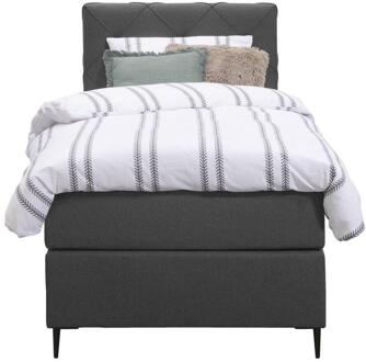 Boxspring Liv Geruit - Antraciet - 90x200 Cm - Slanke Poot - Stof - Grijs