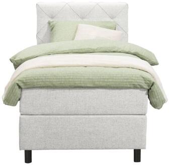 Boxspring Liv Geruit - Ecru - 90x200 Cm - Ronde Poot - Stof - Crème