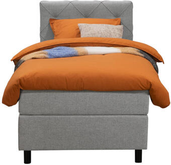 Boxspring Liv Geruit - Licht - 90x200 Cm - Ronde Poot - Stof - Grijs