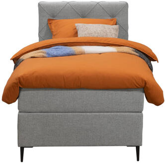 Boxspring Liv Geruit - Licht - 90x200 Cm - Slanke Poot - Stof - Grijs