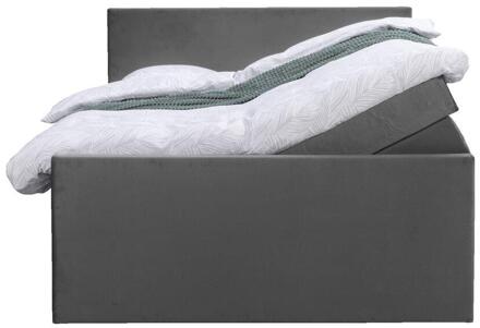 Boxspring Met Opbergruimte En Voetbord Liv Egaal - 140x200cm - Stof/Velvet - Grijs