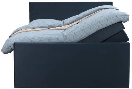 Boxspring Met Opbergruimte En Voetbord Liv Egaal - 160x200cm - Stof/Velvet - Blauw