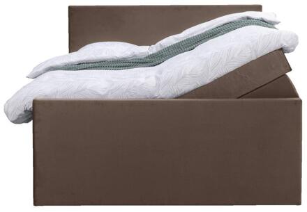 Boxspring Met Opbergruimte En Voetbord Liv Egaal - 180x200cm - Stof/Velvet - Bruin