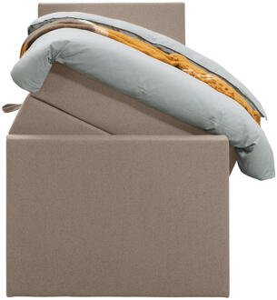 Boxspring Met Opbergruimte En Voetbord Liv Egaal - 90x200cm - Stof - Beige