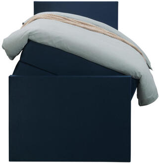 Boxspring Met Opbergruimte En Voetbord Liv Egaal - 90x200cm - Stof/Velvet - Blauw
