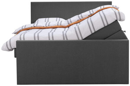 Boxspring Met Opbergruimte En Voetbord Liv Egaal - Antraciet - 180x200cm - Stof - Grijs