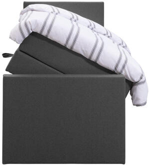 Boxspring Met Opbergruimte En Voetbord Liv Egaal - Antraciet - 90x200cm - Stof - Grijs