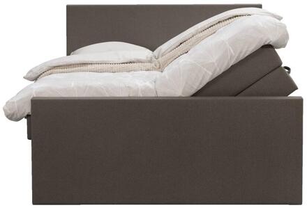 Boxspring Met Opbergruimte En Voetbord Liv Egaal - Donker - 160x200cm - Stof - Bruin