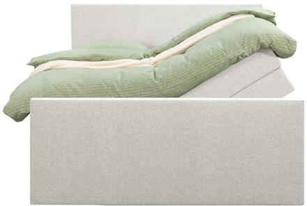 Boxspring Met Opbergruimte En Voetbord Liv Egaal - Ecru - 140x200cm - Stof - Crème