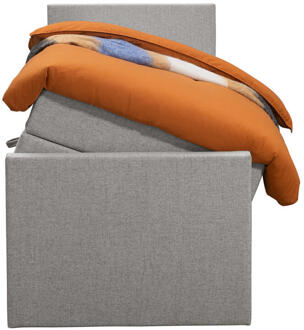 Boxspring Met Opbergruimte En Voetbord Liv Egaal - Licht - 90x200cm - Stof - Grijs