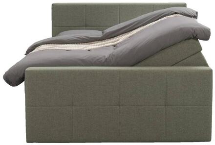 Boxspring Met Opbergruimte En Voetbord Liv Geblokt - 180x200cm - Stof - Groen