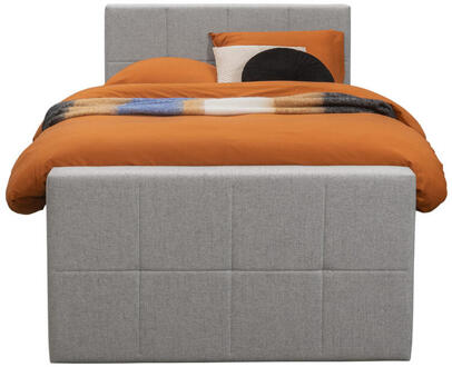 Boxspring Met Opbergruimte En Voetbord Liv Geblokt - Licht - 120x200cm - Stof - Grijs