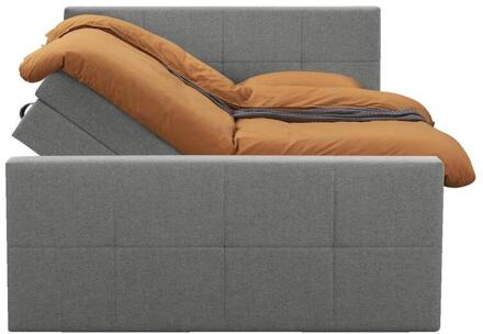 Boxspring Met Opbergruimte En Voetbord Liv Geblokt - Licht - 180x200cm - Stof - Grijs