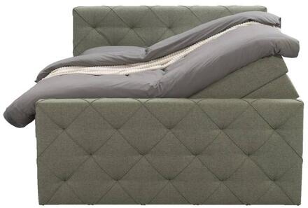 Boxspring Met Opbergruimte En Voetbord Liv Geruit - 160x200cm - Stof - Groen