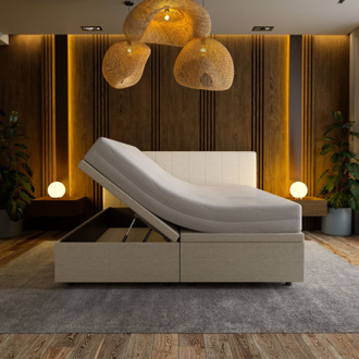 Boxspring Met Opbergruimte Hotel Prestige - Beige - Dekbed-Discounter.nl - 90 x 200 cm (Links open)