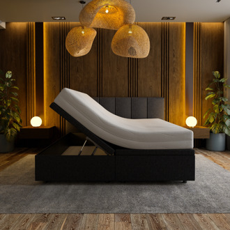 Boxspring Met Opbergruimte Hotel Royal - Zwart - Dekbed-Discounter.nl - 90 x 200 cm (Links open)