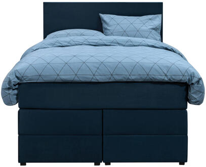 Boxspring Met Opbergruimte Liv Egaal - 120x200 Cm - Stof/Velvet - Blauw