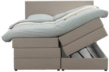 Boxspring Met Opbergruimte Liv Egaal - 160x200 Cm - Stof - Beige