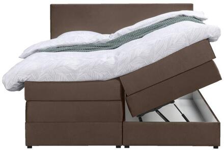 Boxspring Met Opbergruimte Liv Egaal - 180x200 Cm - Stof/Velvet - Bruin
