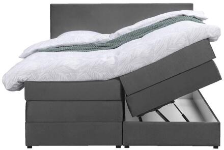 Boxspring Met Opbergruimte Liv Egaal - 180x200 Cm - Stof/Velvet - Grijs