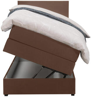 Boxspring Met Opbergruimte Liv Egaal - 90x200 Cm - Stof/Velvet - Bruin
